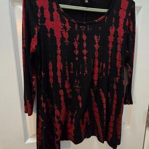Vintage B.L.E.U. Black/Burgundy Snake-Like Pattern and Asymmetrical Hem Size M